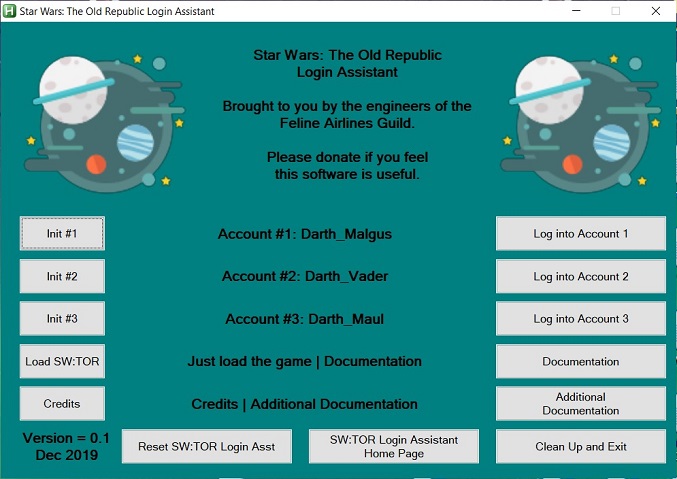 Star Wars: The Old Republic Login Assistant GUI
